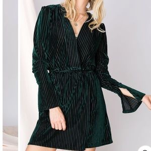 (Brand new) Storets Striped Velvet Dress Green